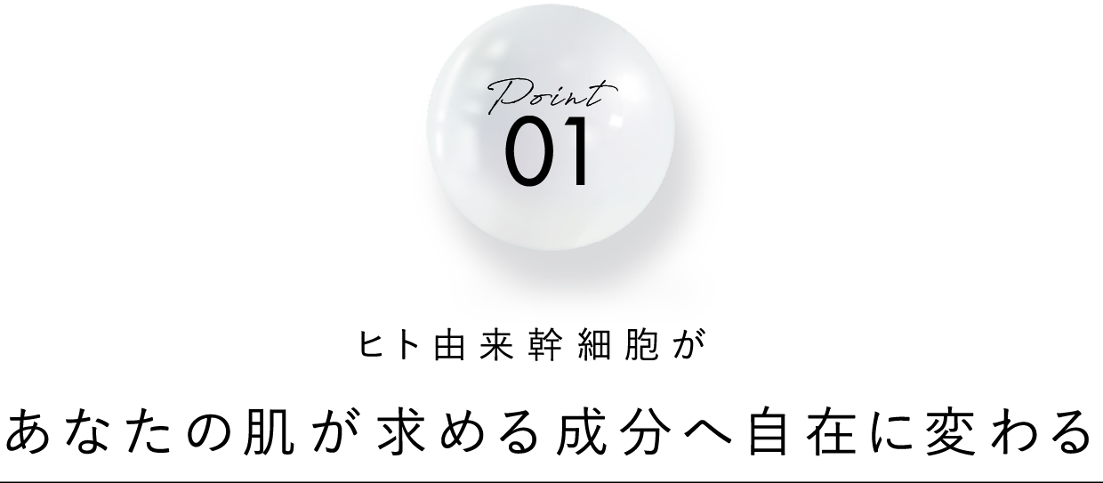 Point01 ヒト由来幹細胞が あなたの肌が求める成分へ自在に変わる