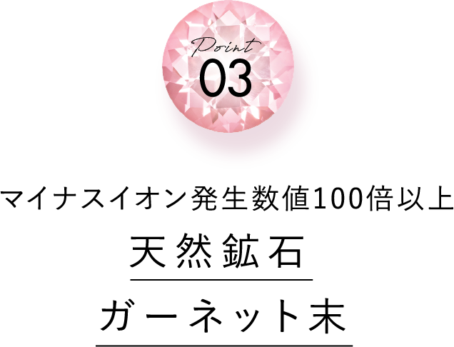Point03  マイナスイオン発生数値100倍以上 天然鉱石ガーネット末